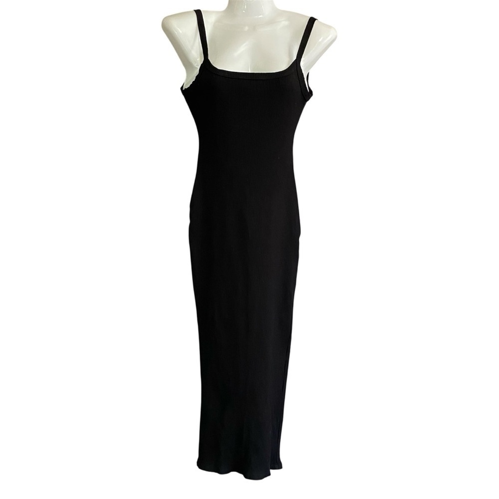 LA Luxe Backless Ribbed Black Dress Sz-Medium - Picture 2 of 6